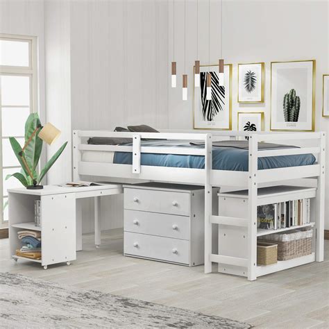 Buy Harper & Bright Designs Twin Loft Bed with Desk, Low Study Loft Bed ...