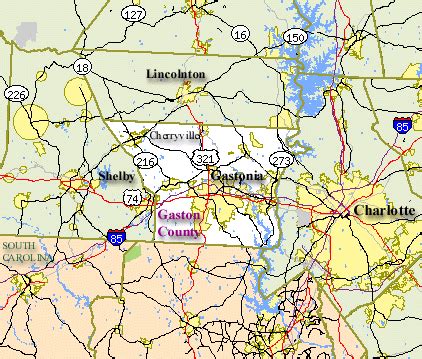 Gaston County Map