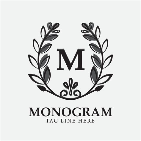 M Letter monograms floral logo design with invitations. 5317583 Vector ...