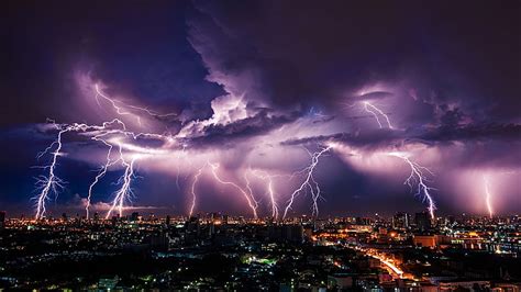 HD wallpaper: lightning, cloudy, rain, storm, thunderstorm, cityscape ...