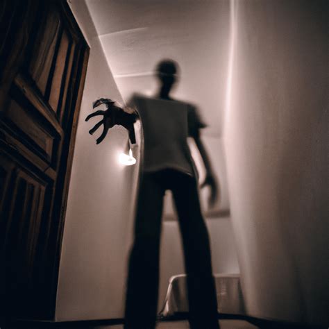 surreal creepy dark room with tall shadowy disfigured figure ...