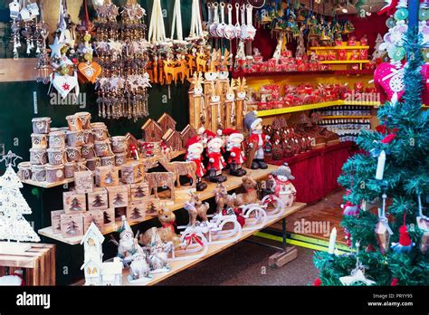 Salzburg, Austria, Christmas market stall with gifts and souvenirs for ...