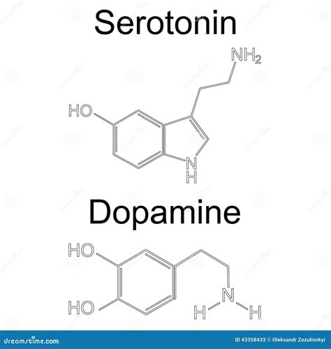 Molecule Serotonin And Dopamine. Raster Stock Illustration - Image ...