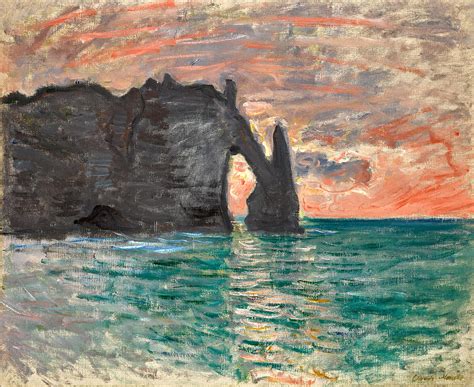 Sunset at Etretat Painting by Claude Monet - Pixels