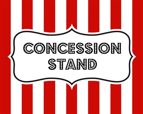 Concession Stand Sign Printable - Printable Word Searches