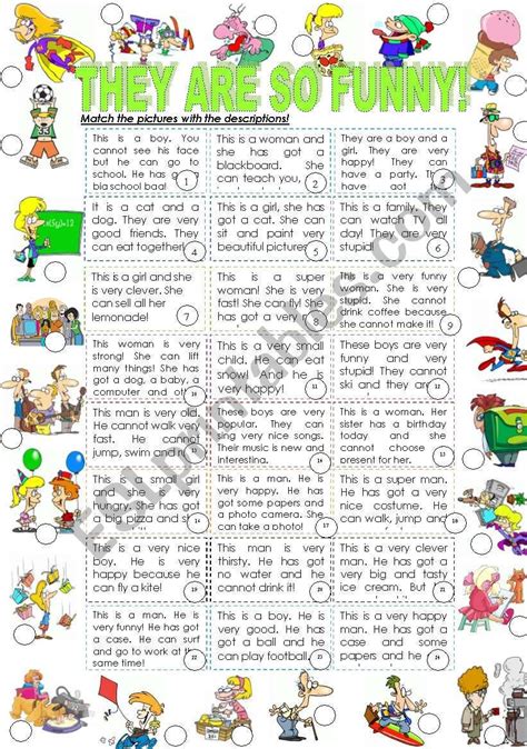 THEY ARE SO FUNNY!!! (a fun activity for great kids) - ESL worksheet by ...