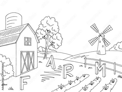 Farm Field Black And White