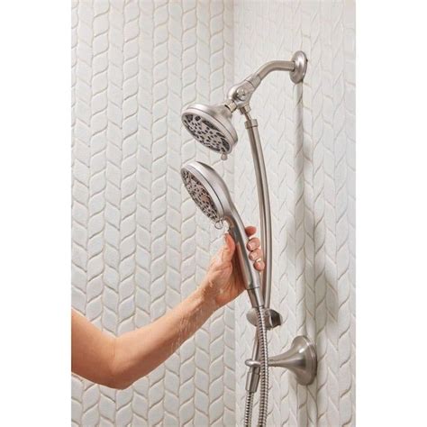 Moen Renewal Spot Resist Brushed Nickel 5-Spray Dual Shower Head 1.75 ...