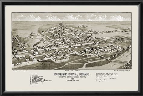 Restored Dodge City, Kansas, 1882 Map by J.J. Stoner | Vintage City Maps