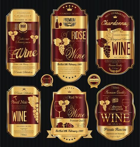 Étiquette de vin de luxe doré - Telecharger Vectoriel Gratuit, Clipart ...