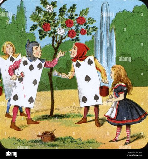 Alice In Wonderland Cards Painting Roses Red