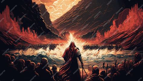 Premium Photo | Exodus of the bible Moses crossing the Red Sea