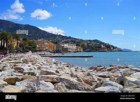 RAPALLO, ITALY -15 APR 2023- View of Rapallo, a seaside resort town on ...