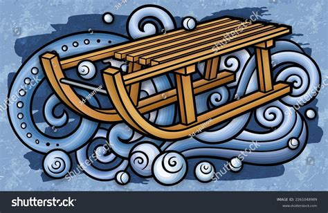 Cartoon Cute Doodle Hand Drawn Sled Stock Vector (Royalty Free ...