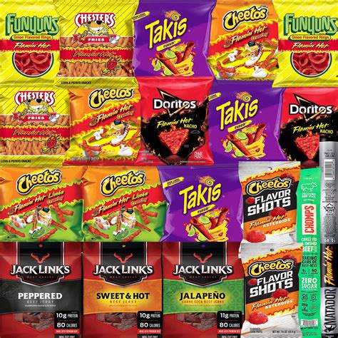 Hot Chips And Spicy Chips Variety Snack Box With Chips, Jerky, Chomps ...