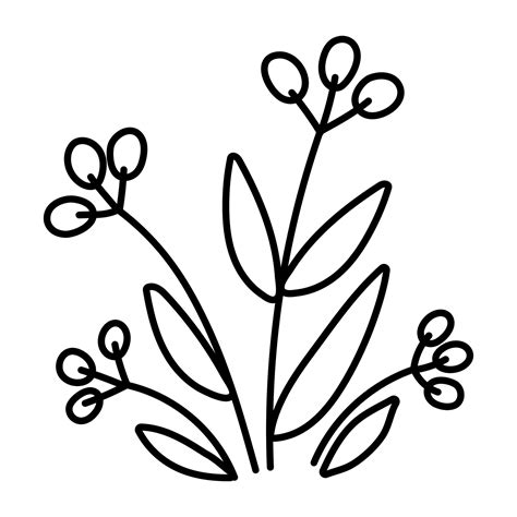 Vector black and white autumn berry bush icon. Fall plant outline ...