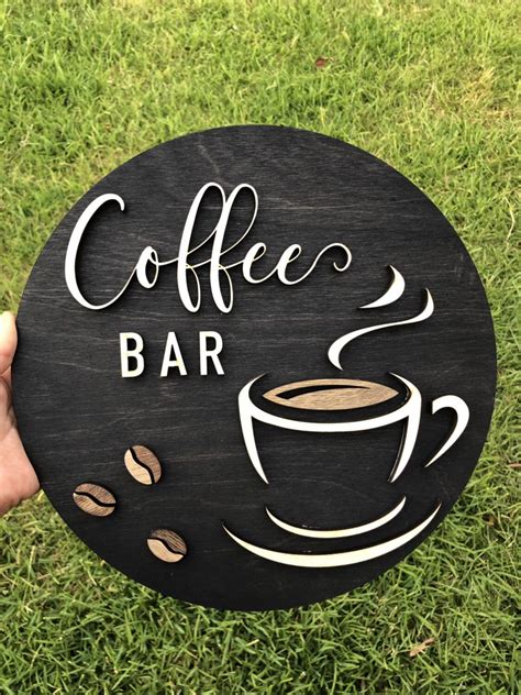 Excited to share this item from my #etsy shop: Coffee Bar 3D round sign ...