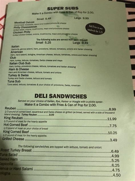 Menu at Pizza Joe's & Deli pizzeria, Cleveland, Fulton Rd