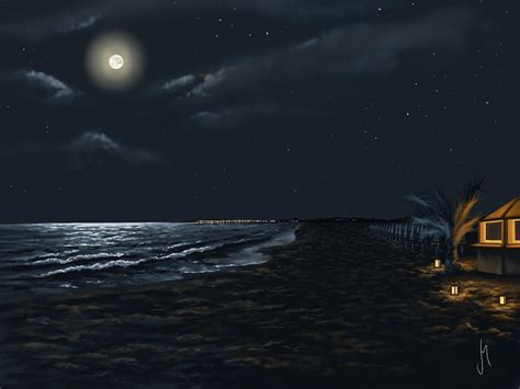 Full moon above the Mediterranean sea Painting by Veronica Minozzi ...