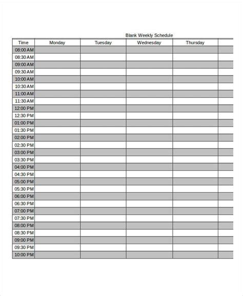 Excel Weekly Schedule Template Collection