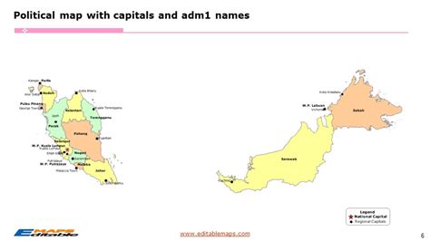 Malaysia Map with 13 States and 3 Federal Territories - Editable ...