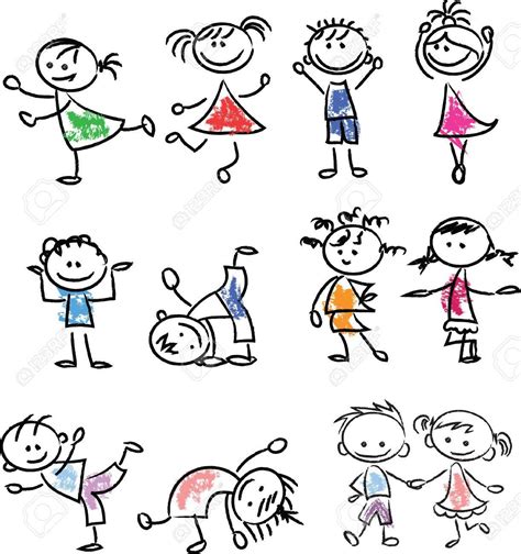 Cute happy cartoon doodle kids - 33650217 | Easy doodles drawings, Kids ...