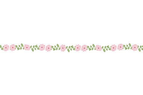 Pink floral border clipart, Cute flower divider edging (96316 ...