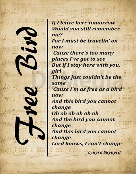 Free Bird Lyrics Picture Digital Download Wall Hanging - Etsy