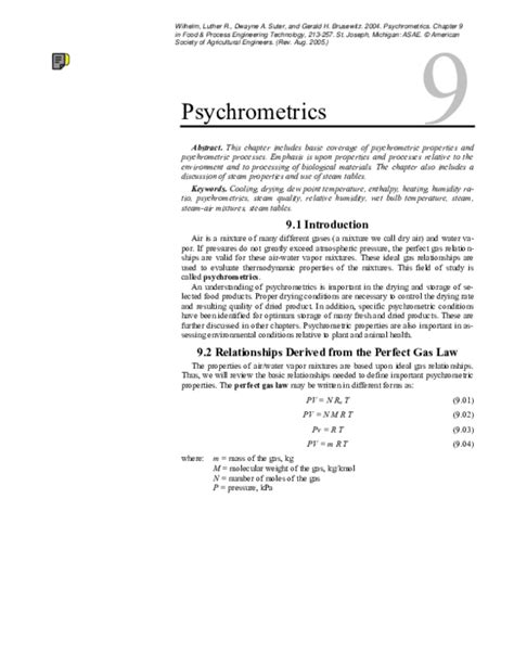 (PDF) Psychrometrics: Properties, Processes, and Steam Tables