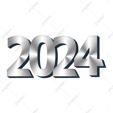 2024 Clipart PNG Images, 2024 Metal Gradient Creative Label Font, Two ...