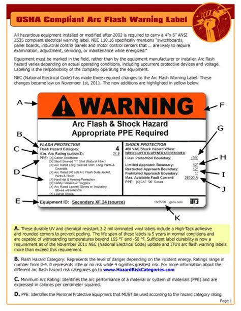 FREE OSHA Compliant Arc Flash Warning Label Poster. This Document has ...