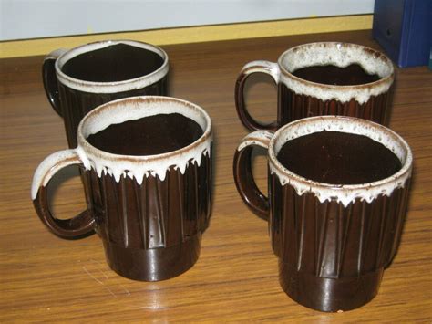 Vintage Brown Coffee Mugs set of 4 #SH92