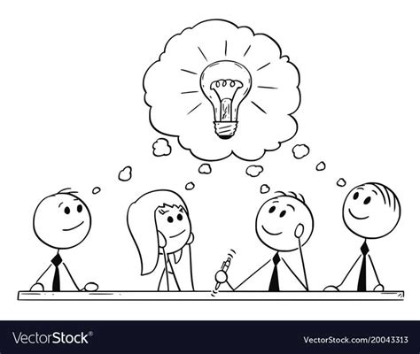 Cartoon of business team meeting and brainstorming vector image on ...