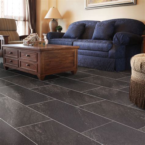 Dark grey Natural stone effect Waterproof Luxury vinyl click flooring 1 ...