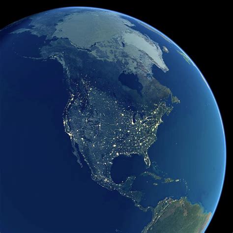 North America At Night #1 by Planetary Visions Ltd/science Photo Library