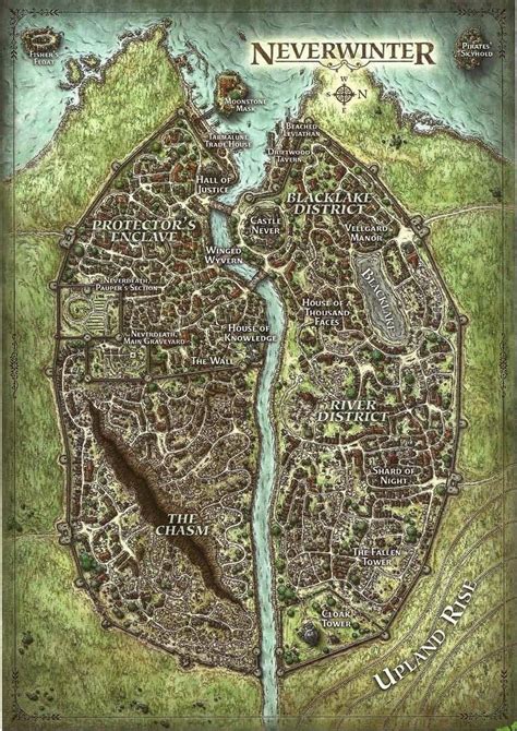 Map of the city of Neverwinter in Toril