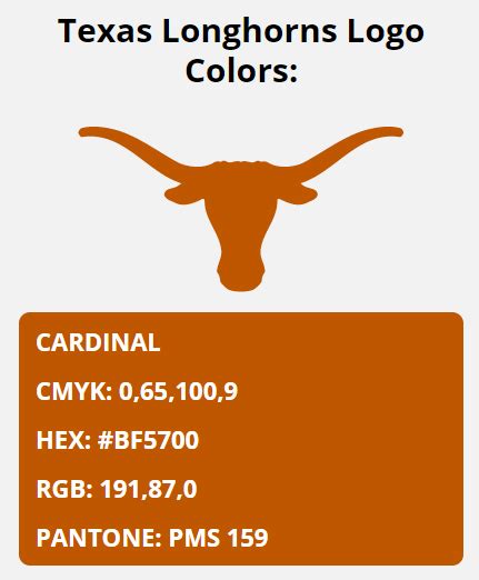 Texas Longhorns Team Colors | HEX, RGB, CMYK, PANTONE COLOR CODES OF ...