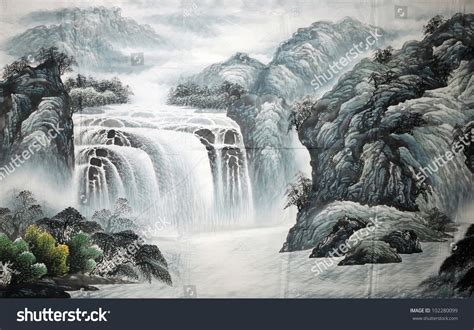 Ink Wash Landscape Painting Stock Illustration 102280099 - Shutterstock