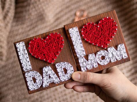 I love mom I love dad small wood sign gift for parents great | Etsy