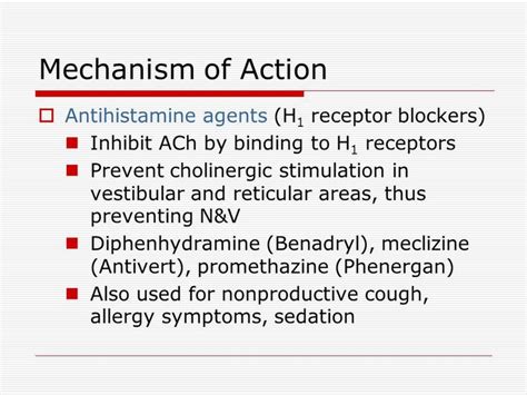 mechanism of action antihistamine agent h, receptor blokers