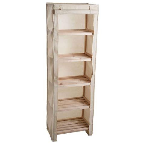 Lavish Home 5-Tier Wood Storage Shelving Rack with Removable Cover 83 ...