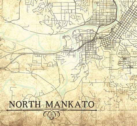 NORTH MANKATO MN Canvas Print Minnesota City Plan Vintage map | Etsy ...