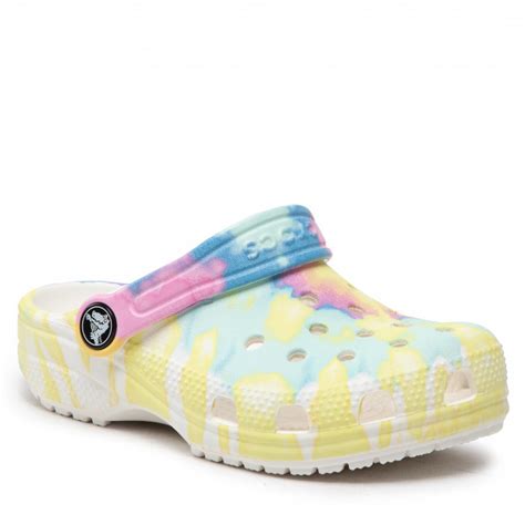 Slides CROCS - Classic Tiedye Graphic Clog K 206995 Qhitw/Multi ...