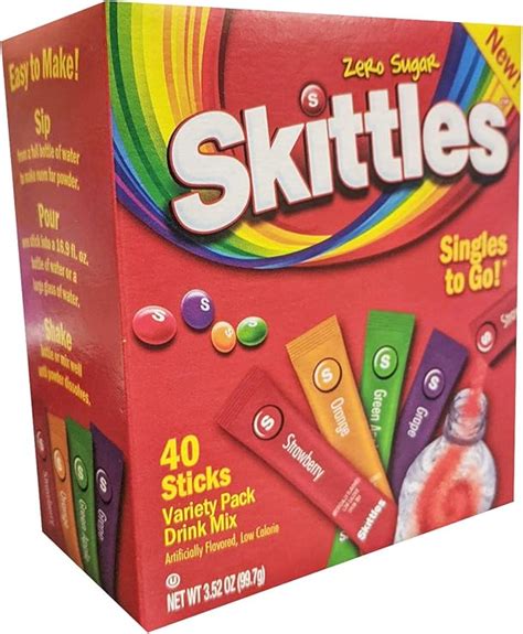 Skittles Singles to Go Drink Mix Variety Pack, Sugar Free - 40 Sticks ...