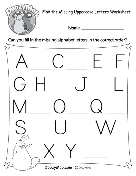 Missing Letter Worksheets (Free Printables) - Doozy Moo