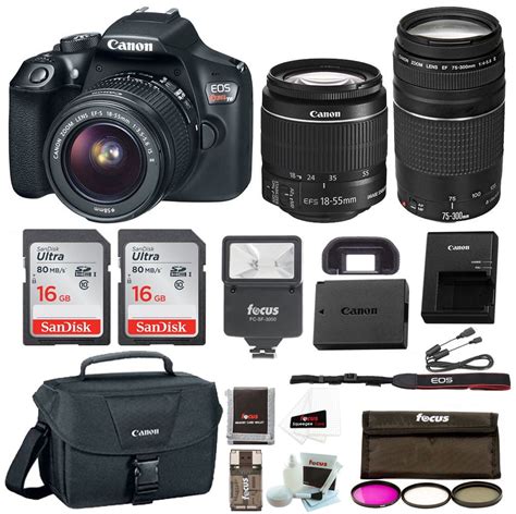 Canon Rebel T6 DSLR Camera w/18-55mm & 75-300mm Lenses Premium Bundle ...