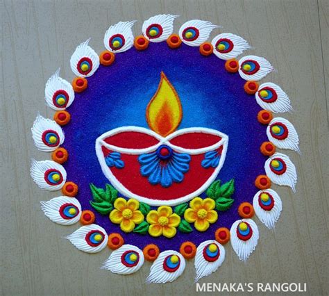 Easy Diya Rangoli Designs For Diwali | Easy Deepam Rangoli Designs For ...