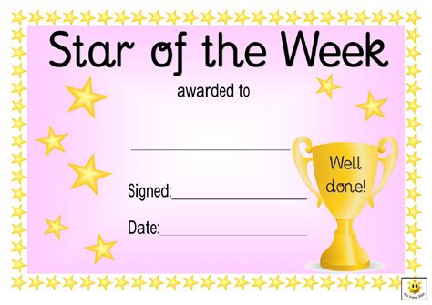 Star of the Week Award Certificate Template - Pink Download Printable ...