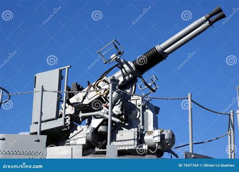 Anti Aircraft Turret Defense Guns On A Navy Ship Stock Images - Image ...