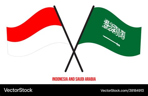 Indonesia and saudi arabia flags crossed Vector Image